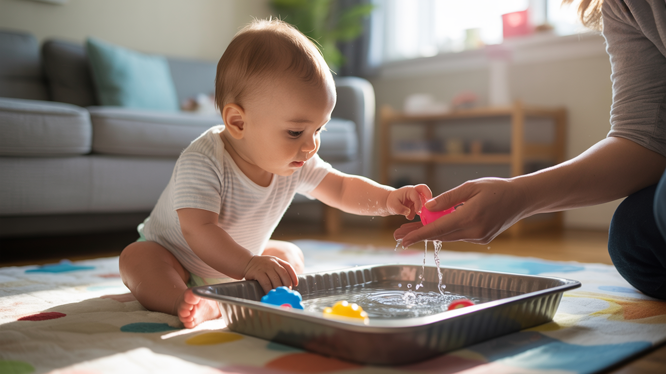 Water Play on a Baking Sheet