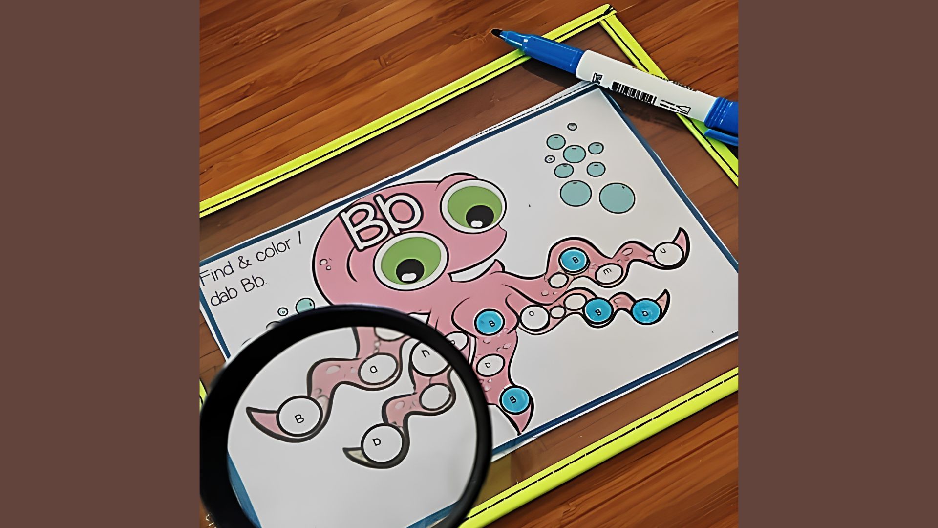 Letter I Spy activity page for kids to find and identify the letter I among pictures and letters.