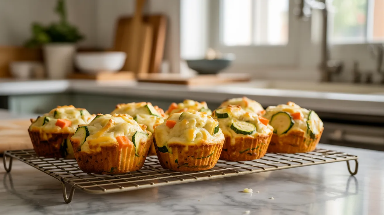 Savory cheese and veggie muffins as nutritious toddler meal prep snacks.