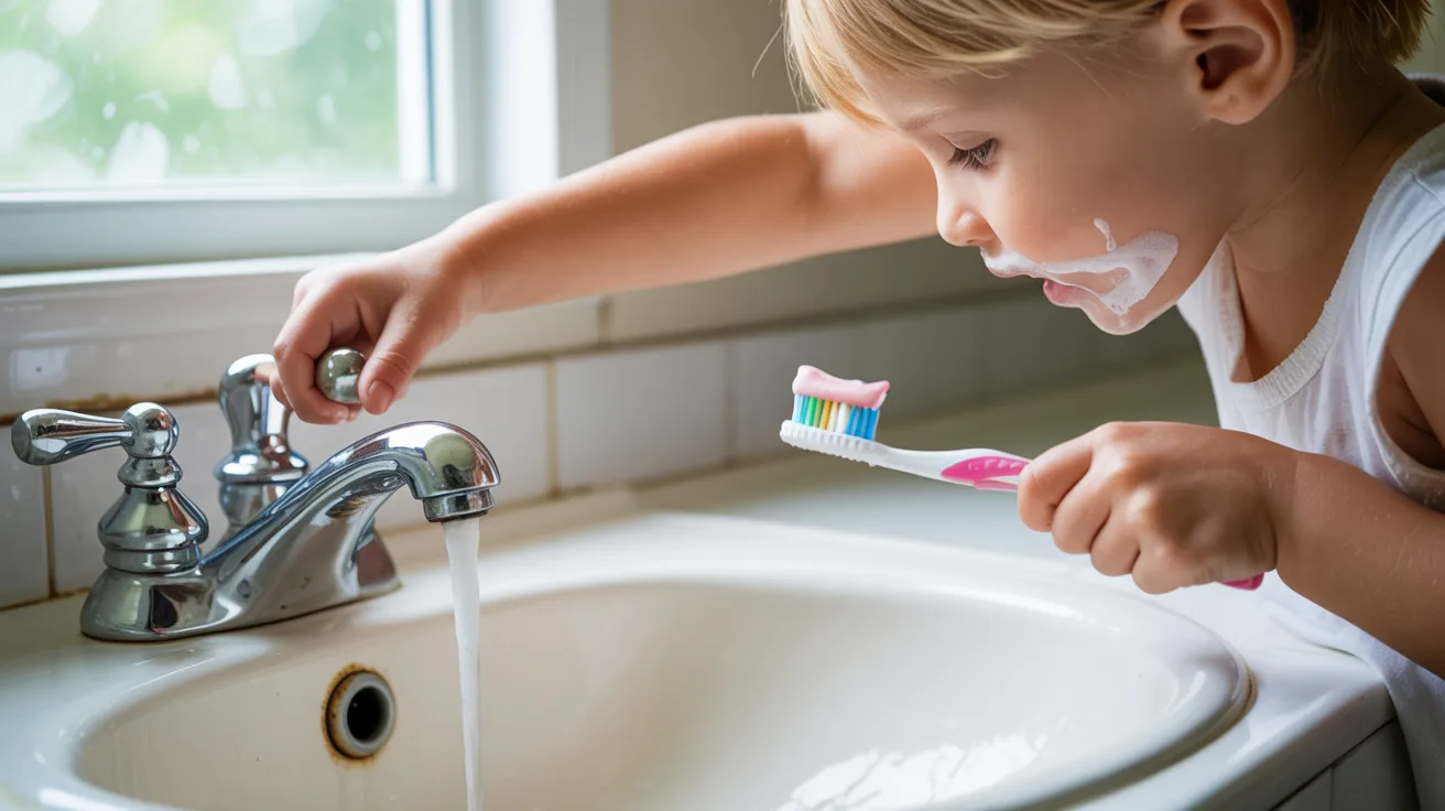 Child using water carefully as life skills activity for kids.