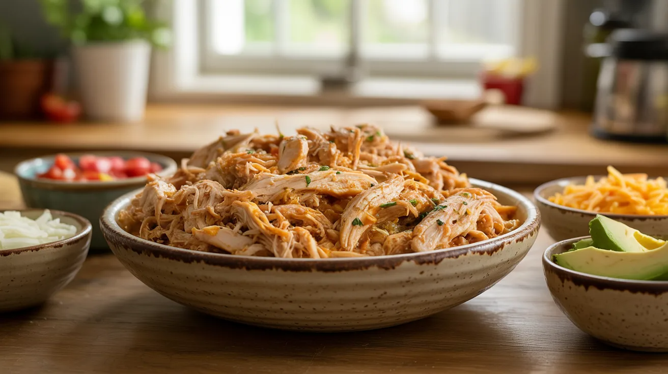 Shredded chicken taco filling as versatile toddler meal prep ingredient.