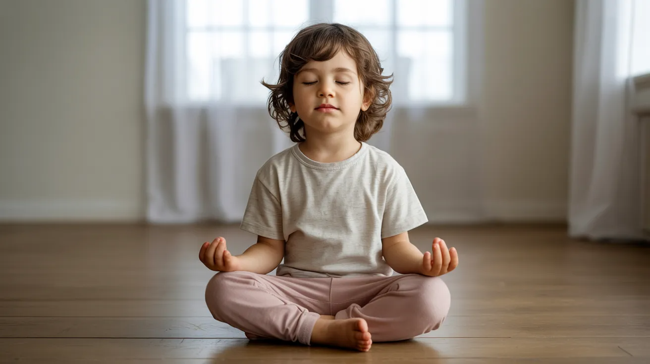 Mindfulness and breathing anger management activity for kids showing a child practicing meditation to calm down and regulate emotions