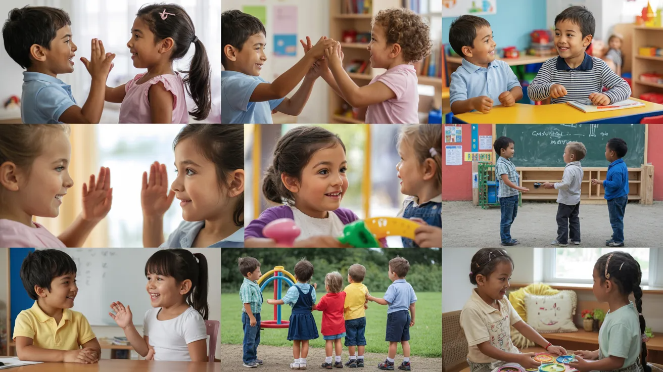 Children practicing social and communication skills as life skill activities in school.