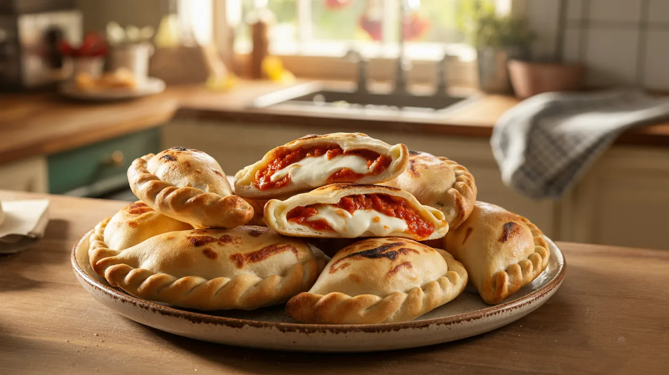 Mini calzones filled with cheese and sauce as toddler meal prep freezer food.