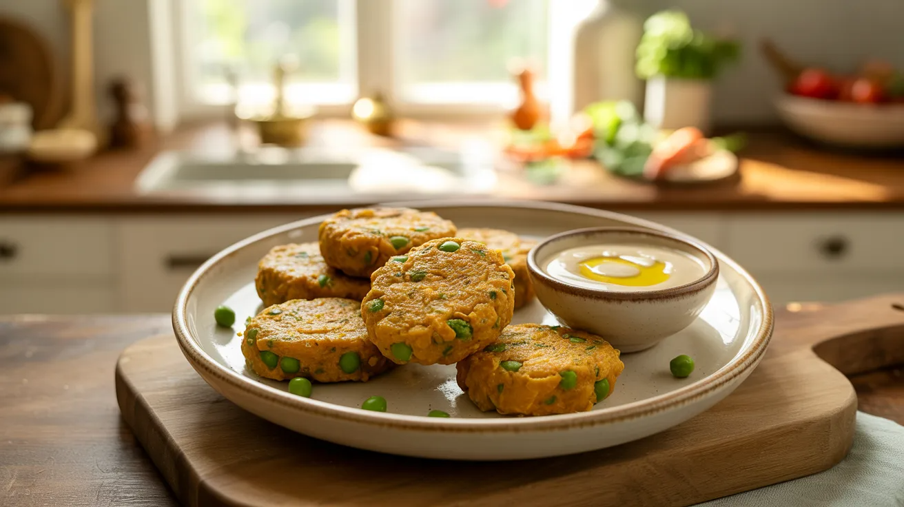 Veggie nuggets made from lentils and peas as a healthy toddler meal prep snack.