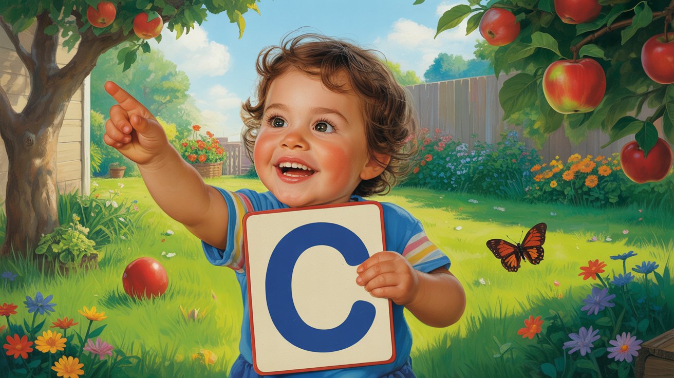 Child excitedly searching for objects that match a letter during a fun alphabet hunt