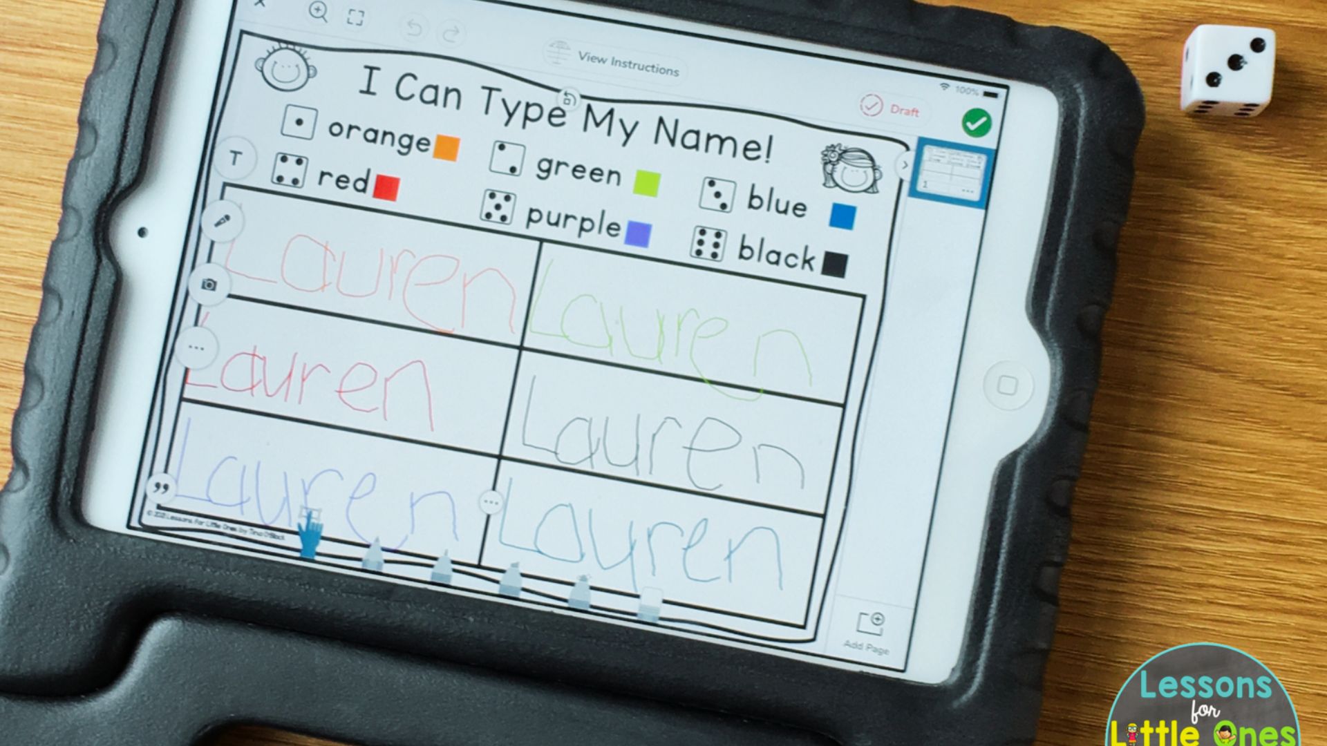 A tab showing a person’s typing their name on a keyboard, demonstrating their ability to write.