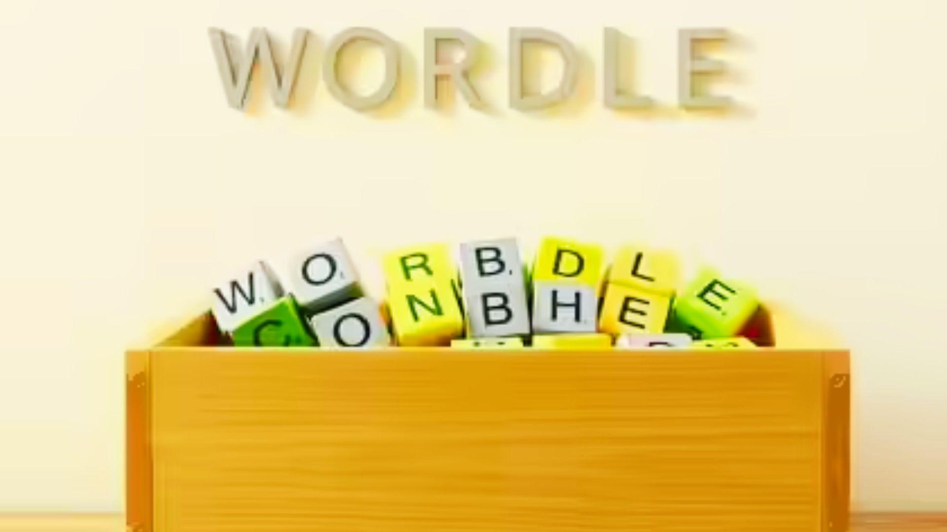 Wooden box containing the word "wodle" displayed prominently inside.