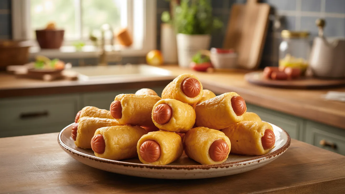 Mini corn dogs baked as fun toddler meal prep finger food.