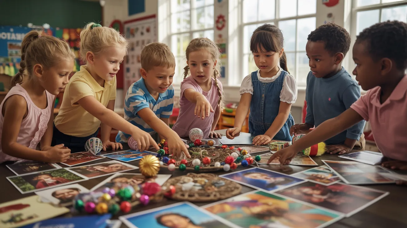 Children learning about cultural holidays during cultural activities for kids.