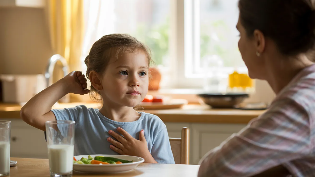 A woman and a child sit at a table, sharing a meal from a plate of food in front of them.