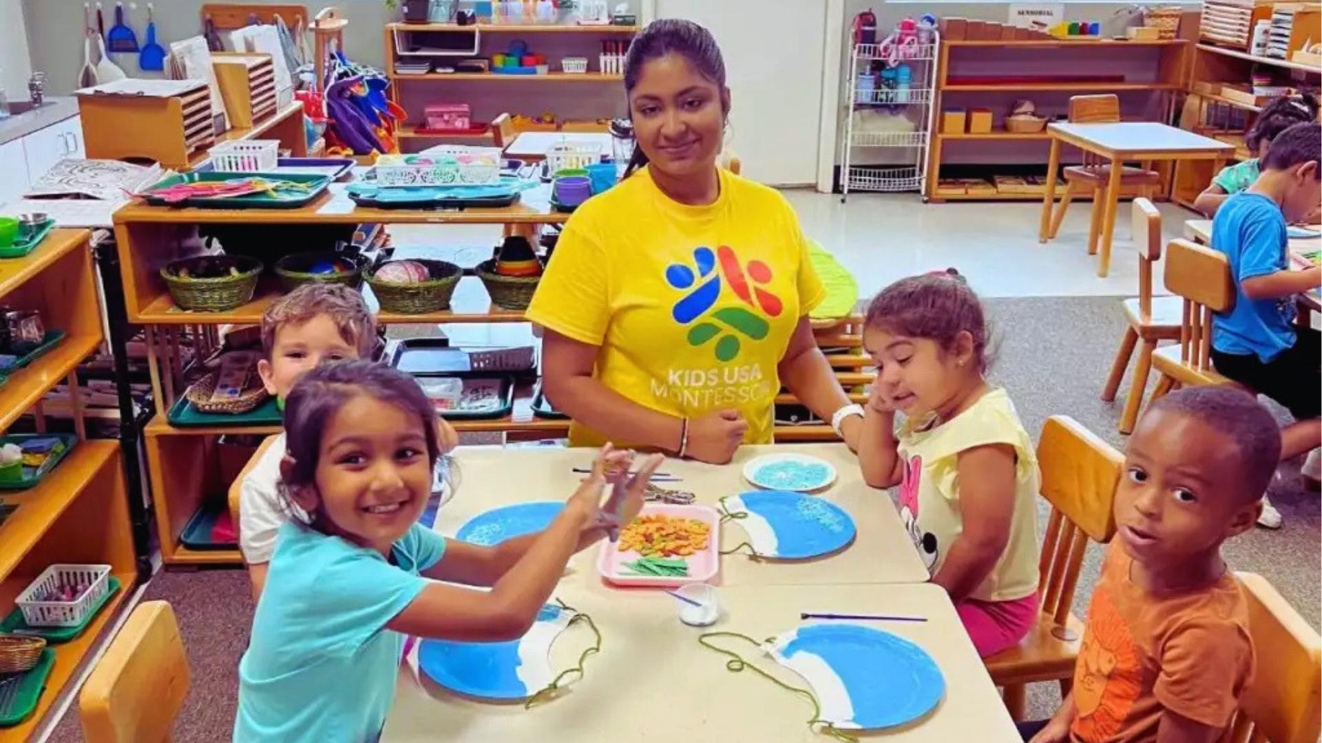 Child learning about kindness through a simple educational activity while listening with curiosity and interest