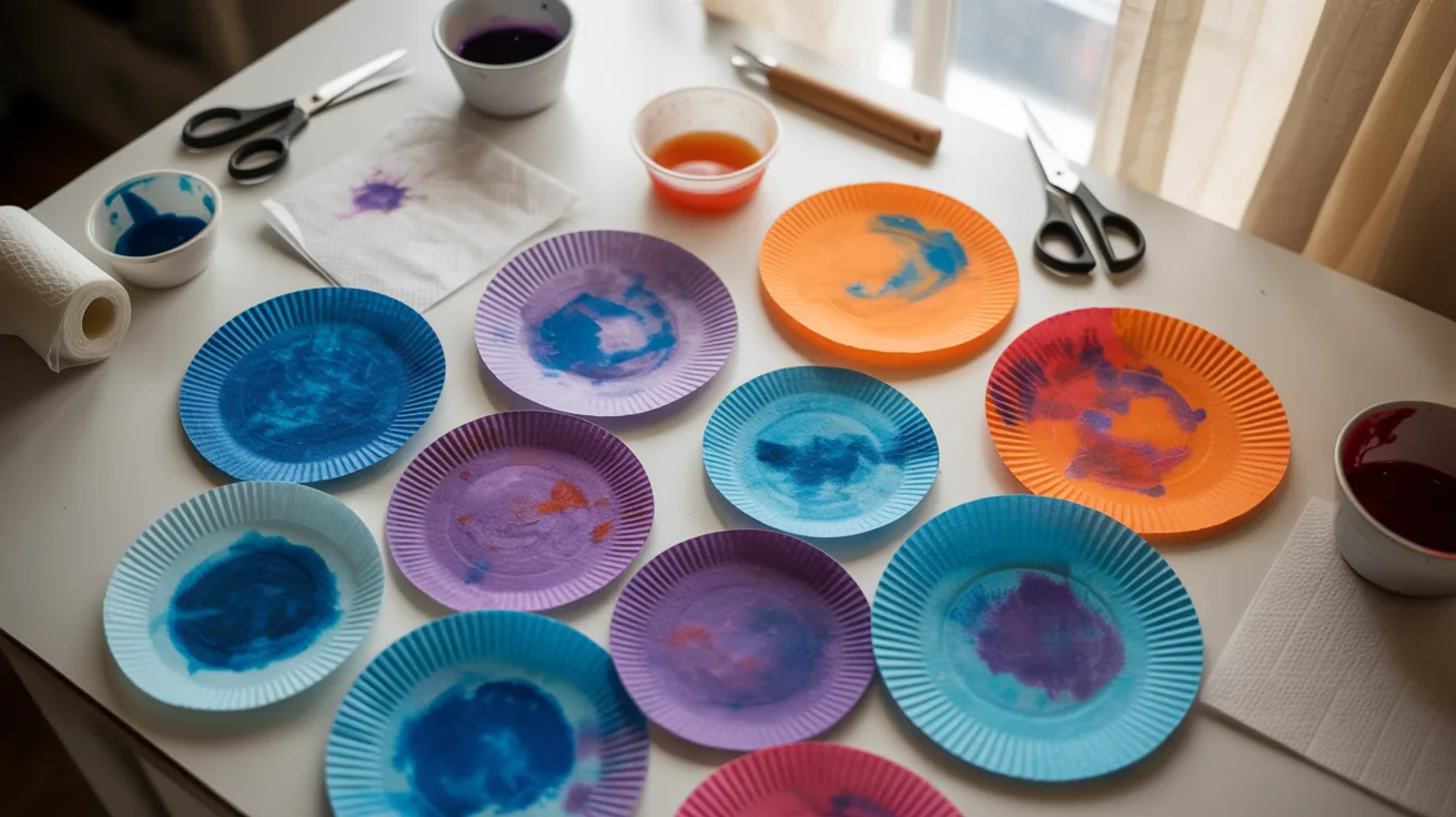 Coffee filter planets made with food coloring for colorful solar system craft activity for kids.