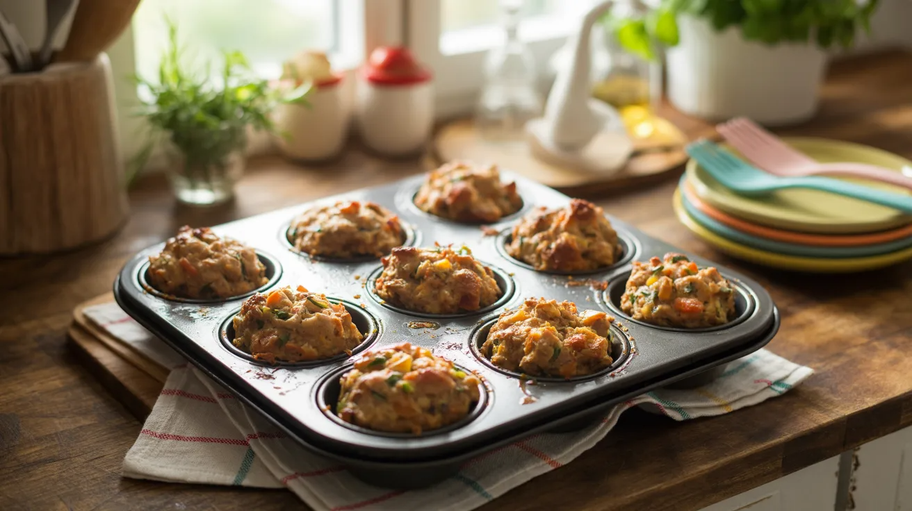 Turkey meatloaf muffins baked in muffin tray as easy toddler meal prep portions.