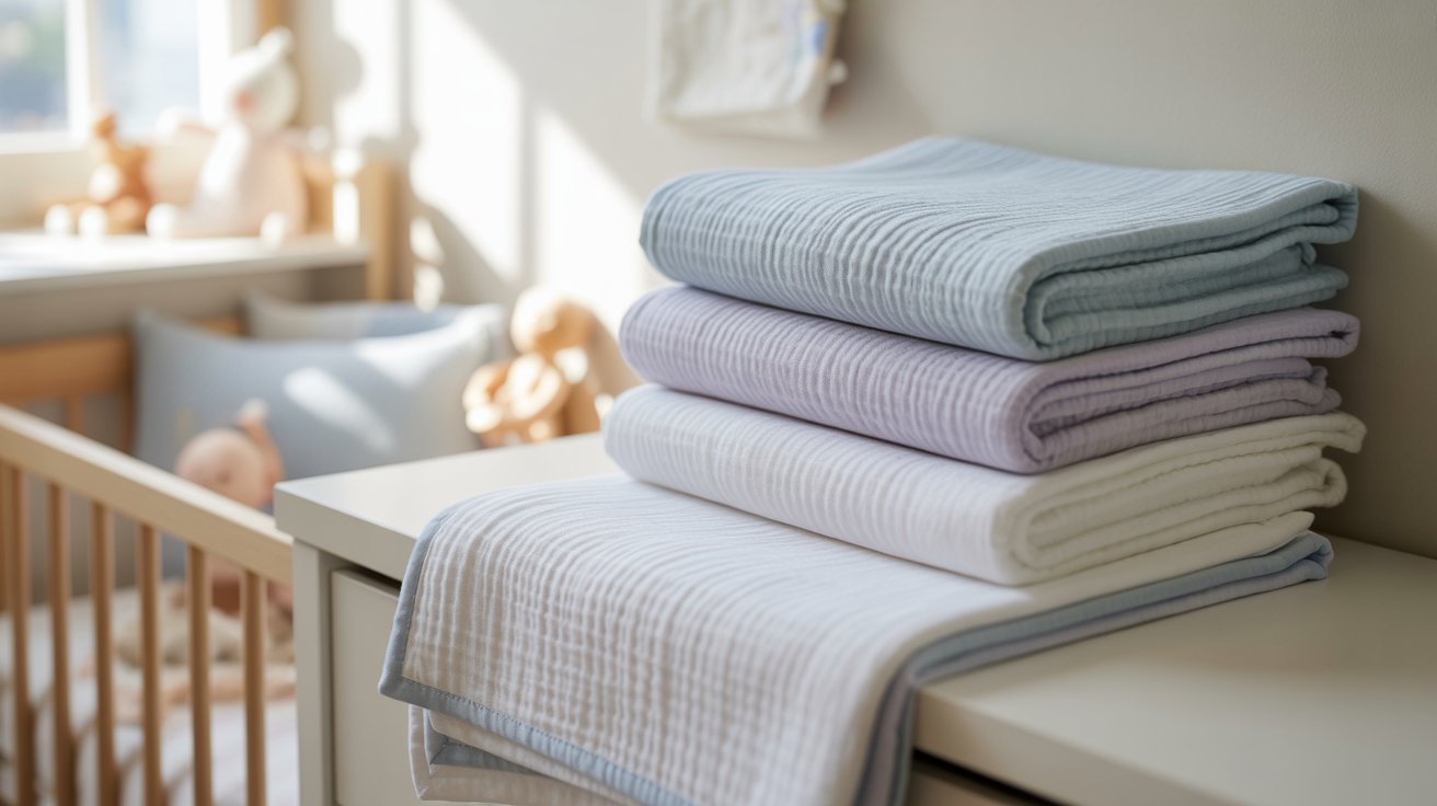 Breathable muslin cotton baby blankets suitable for toddlers.