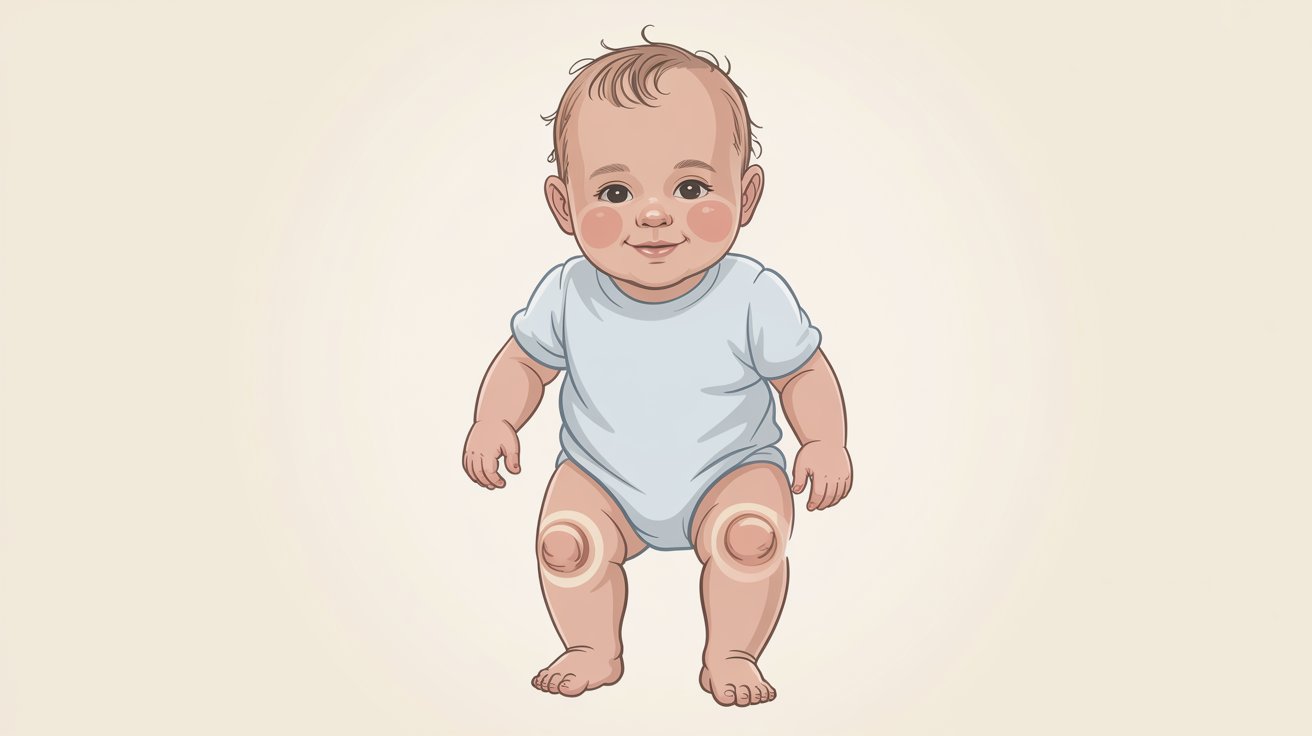 baby standing showing knees cartilage soft growth illustration parenting educational style image concept medical simplified