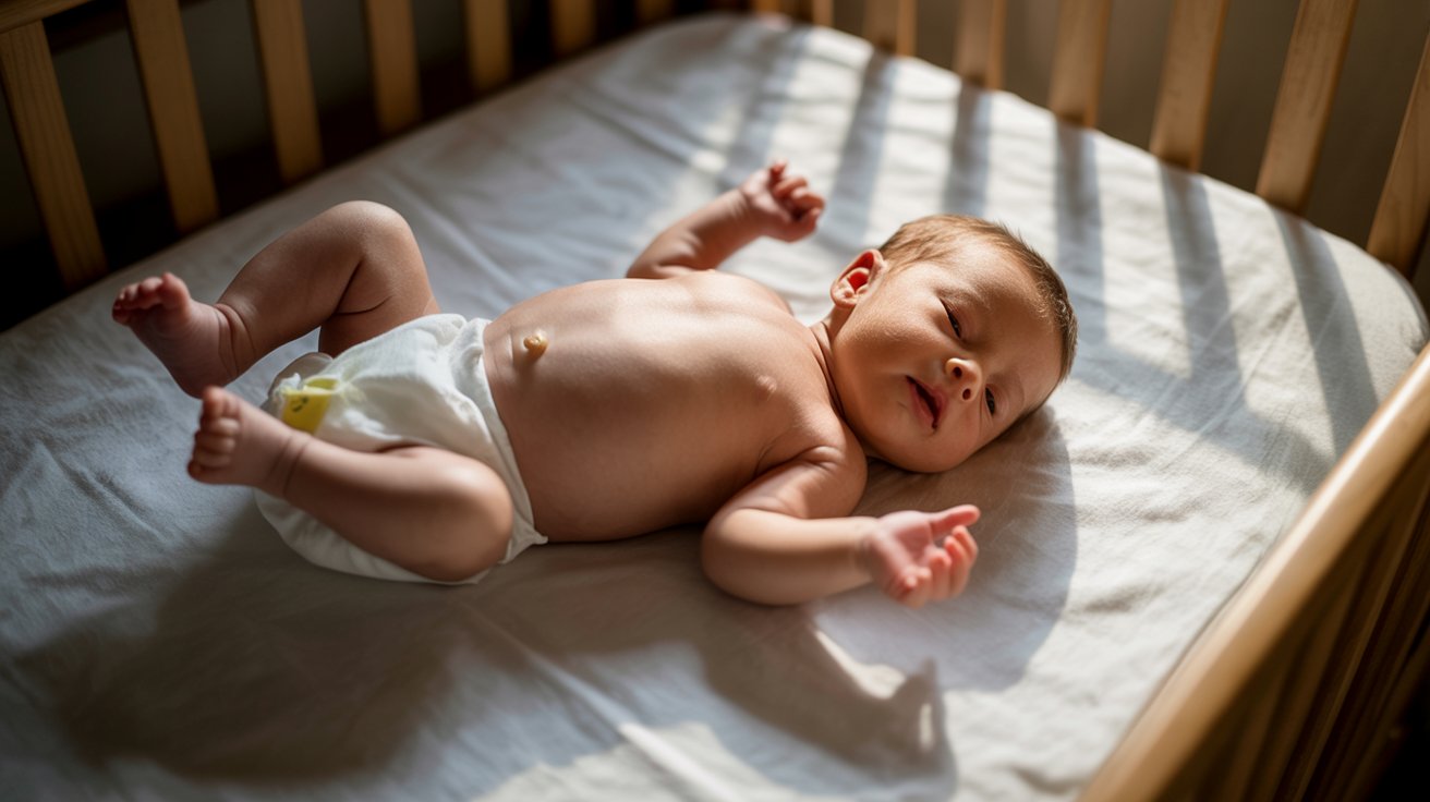 Baby naturally moving arms during sleep.
